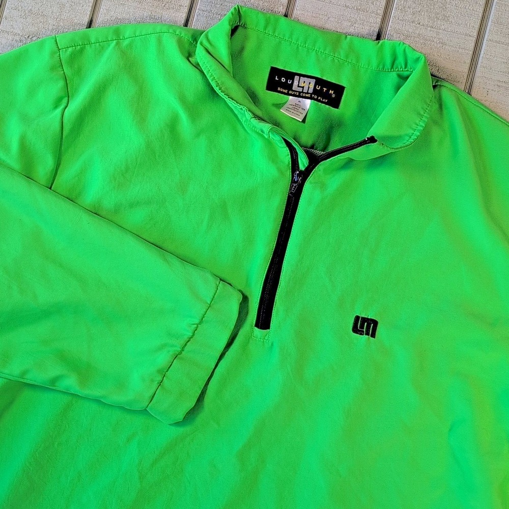 Loudmouth Jacket Mens XL Lime Green 1/4 Zip Golf Windbreaker Lightweight Pockets